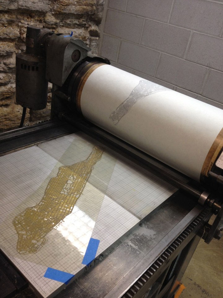 Wrecking Ball on the Vandercook SP-25 drum